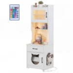 Daugiafunkcinė kačių kraiko spintelė su reguliuojamu LED apšvietimu ir įkrovimo stotele (Balta)