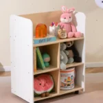 Dvipusė mobili knygų ir žaislų lentyna vaikams (Balta)
