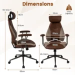 Ergonominė biuro kėdė su reguliuojama galvos atrama (Ruda)