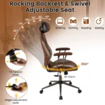 Ergonominė biuro kėdė su reguliuojama galvos atrama (Ruda)