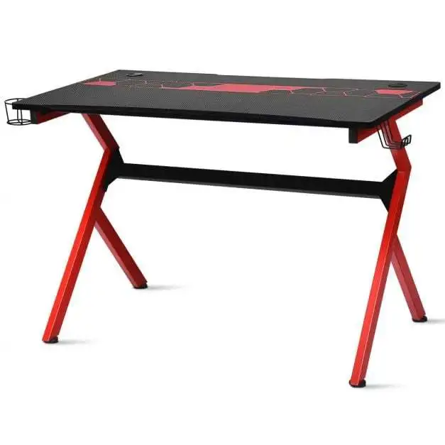 ergonominis-zaidimu-stalas-su-puodelio-laikikliu-ir-ausiniu-pakaba-raudona-ir-juoda Ergonominis žaidimų stalas su puodelio laikikliu ir ausinių pakaba (Raudona ir juoda) – Paveikslėlis 1