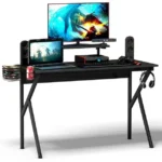 Ergonomiškas žaidimų kompiuterio stalas (Juoda)