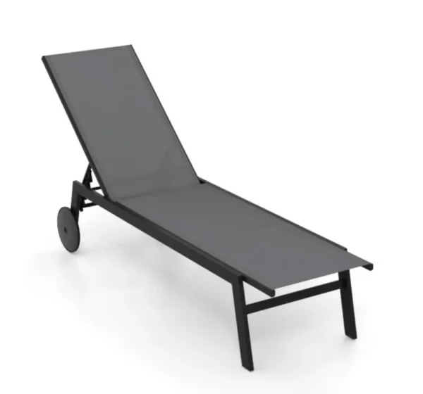 Lauko gultų komplektas (2 vnt.) su reguliuojama nugaros atrama ir ratukais (Pilka)