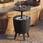 Lauko kokteilių staliukas su 38L gėrimų šaldytuvu ir reguliuojamu aukščiu (Juoda) – Paveikslėlis 5