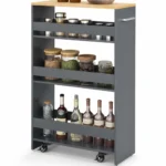 Lieknas 4 pakopų ratuotas vežimėlis su įkrovimo stotele (Pilka)