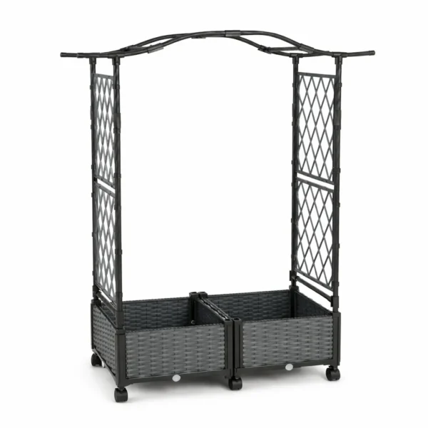 Pakeliamas gėlynas su atraminėmis grotelėmis ir pakabinamu stogu (Pilka)