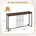 Pramoninio stiliaus siauras konsolinis stalas su H formos pagrindu (Ruda) – Paveikslėlis 8