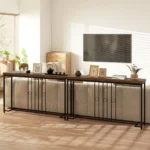 Pramoninio stiliaus siauras konsolinis stalas su H formos pagrindu (Ruda) – Paveikslėlis 5