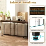 Pramoninio stiliaus siauras konsolinis stalas su H formos pagrindu (Ruda) – Paveikslėlis 6