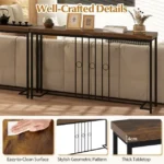 Pramoninio stiliaus siauras konsolinis stalas su H formos pagrindu (Ruda) – Paveikslėlis 7