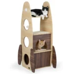 Raketos formos daugiaaukštė kačių draskyklė-namelis (Natūrali)