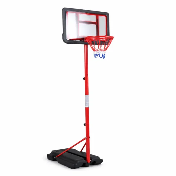 Reguliuojamo aukščio krepšinio stovas vaikams su užpildomu pagrindu (Raudona)