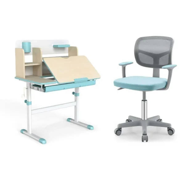 Reguliuojamo aukščio vaikiško rašomojo stalo su kėde komplektas (Mėlyna)