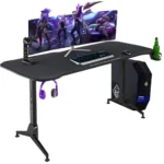 Reguliuojamo aukščio žaidimų stalas su didele anga ir USB jungtimis (Juoda)