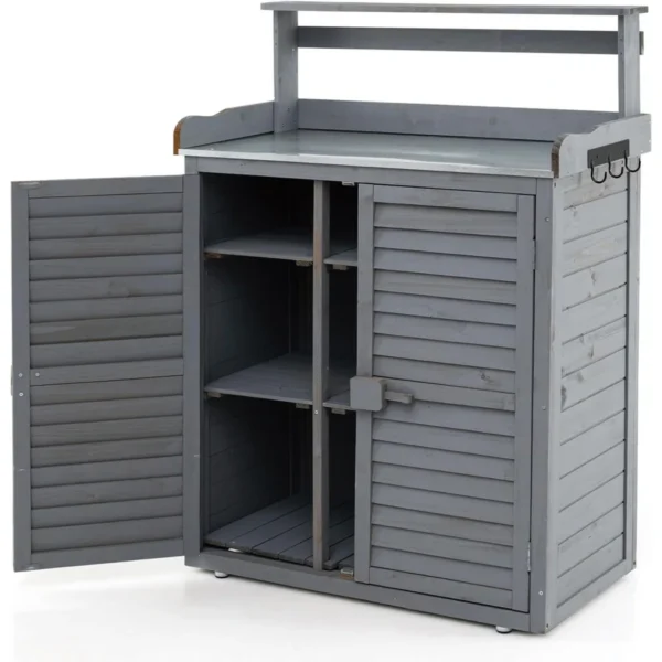 Sodinimo stalas su cinkuotu stalviršiu ir spintele (Pilka)