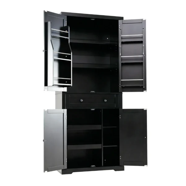 Universali sandėliavimo spintelė su reguliuojamomis lentynomis ir dideliu stalčiumi (Juoda)