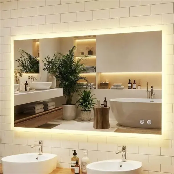 Vonios veidrodis su apšvietimu apsauga nuo rasojimo ir atminties funkcija (Sidabrinė)