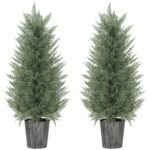 2 vnt. 90 cm UV spinduliams atsparių dirbtinių kiparisų medelių rinkinys