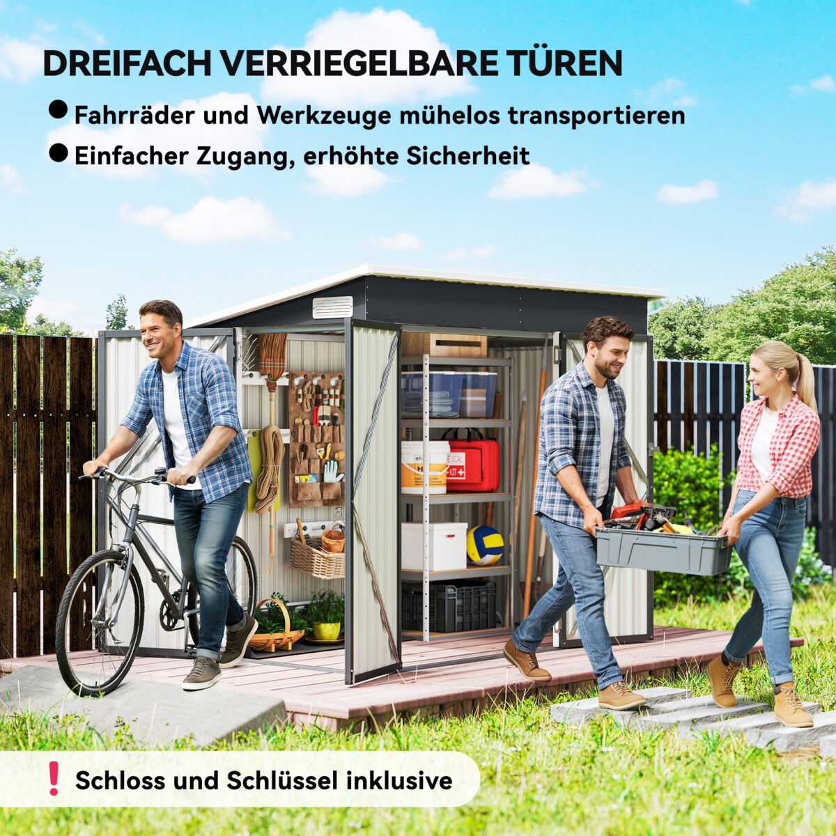 2,68 m² metalinis sodo sandėliukas su 3 durimis rakinamas – Paveikslėlis 4