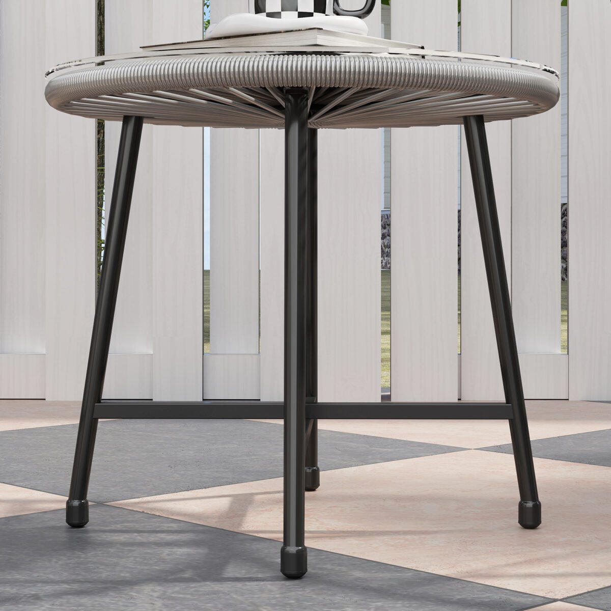 3 dalių Akapulko stiliaus balkono baldų komplektas – PE ratano krėslai ir stalas su stikliniu stalviršiu – Paveikslėlis 9