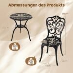 3 dalių bistro komplektas su stalu ir kėdėmis iš lieto aliuminio (Juoda) – Paveikslėlis 2