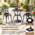 3 dalių bistro komplektas su stalu ir kėdėmis iš lieto aliuminio (Juoda) – Paveikslėlis 3