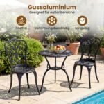 3 dalių bistro komplektas su stalu ir kėdėmis iš lieto aliuminio (Juoda) – Paveikslėlis 4