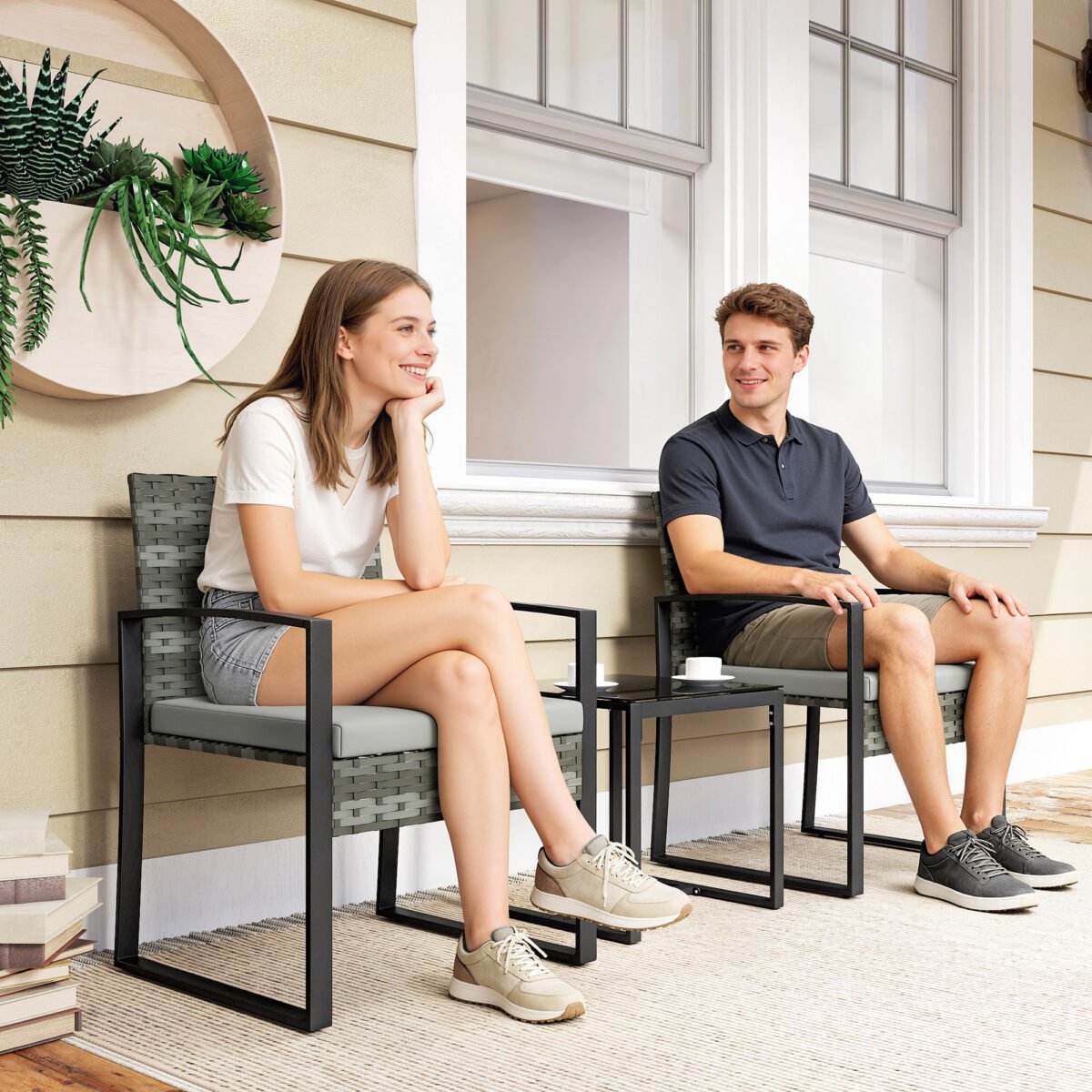 3 dalių rotango bistro komplektas su nuimamomis pagalvėlėmis – Paveikslėlis 9