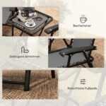 3 dalių sulankstomas bistro komplektas su puodelių laikikliais