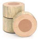 3 dalių vaikiškų pufų rinkinys su medžio raštu ir skirtingu aukščiu (Žalia)