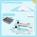 Lauko pikniko stalas vaikams su vandens ir smėlio žaidimų dėžėmis bei skėčiu (Mėlyna) – Paveikslėlis 2