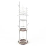 Besisukantis papuošalų laikiklis su daugiafunkcinėmis lentynomis auskarams ir karoliams 360° (Balta) – Paveikslėlis 5