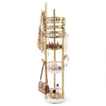Besisukantis papuošalų stovas su daugiafunkcinėmis lentynėlėmis 360° (Auksinė)