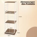 Besisukantis knygų bokštas su 4 lentynomis ir metaliniu rėmu (Natūrali) – Paveikslėlis 2