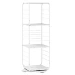 360° besisukanti 4 aukštų knygų lentyna su metaliniu rėmu (Balta)