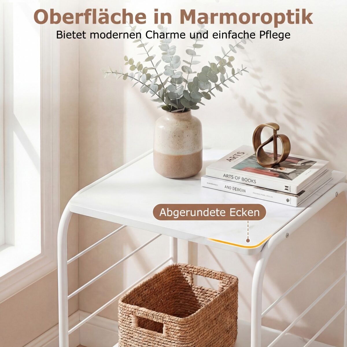 Besisukanti 4 aukštų knygų lentyna su metaliniu rėmu (Balta) – Paveikslėlis 4