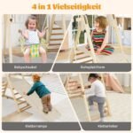 Montessori laipiojimo konstrukcija su sūpuoklėmis ir čiuožykla 4-in-1 (Natūrali) – Paveikslėlis 3