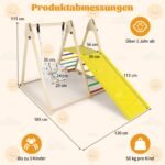 Montessori medinė laipiojimo konstrukcija su kūdikio sūpynėmis 4-in-1 (Daugiaspalvė)