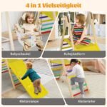 Montessori medinė laipiojimo konstrukcija su kūdikio sūpynėmis 4-in-1 (Daugiaspalvė)