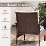 Sodo lauko baldų komplektas iš pinto rotango su otomanėmis (Smėlio)
