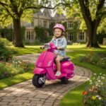 6V elektrinis vaikiškas motociklas Vespa su atraminiais ratukais – Paveikslėlis 2