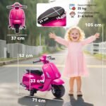 6V elektrinis vaikiškas motociklas Vespa su atraminiais ratukais – Paveikslėlis 3