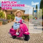 6V elektrinis vaikiškas motociklas Vespa su atraminiais ratukais – Paveikslėlis 4