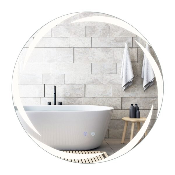 80 cm Apvalus LED vonios veidrodis su apsauga nuo dūžių (Sidabrinė)