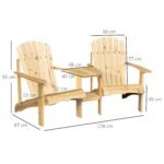 Adirondack dvivietis sodo krėslas su staliuku ir skėčio anga – Paveikslėlis 3