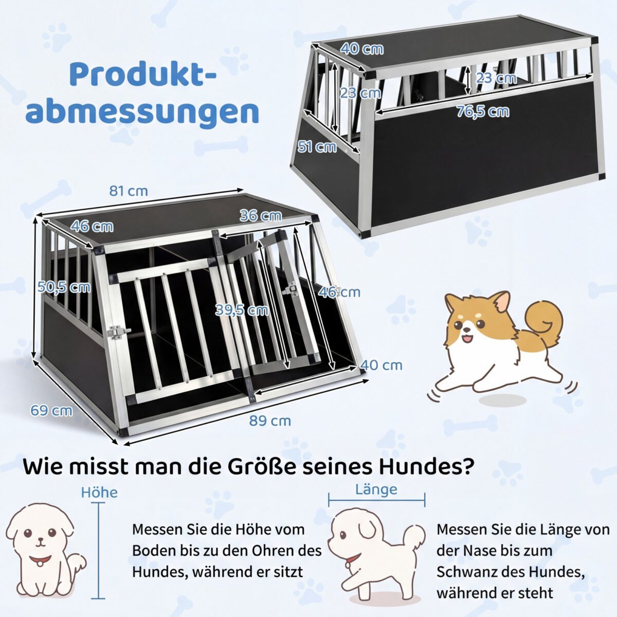 Aliumininė kelioninė šunų transportavimo dėžė su išimama pertvara (Sidabrinė) – Paveikslėlis 2