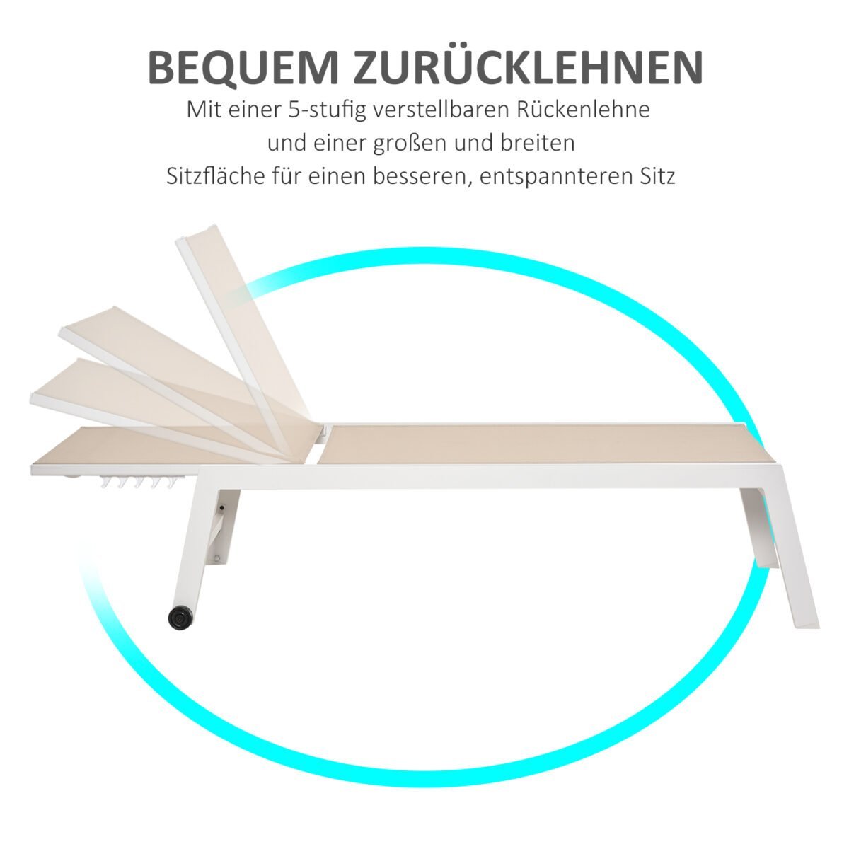 Aliuminio sodo gultas su 5 pakopų reguliuojamu atlošu – Paveikslėlis 6