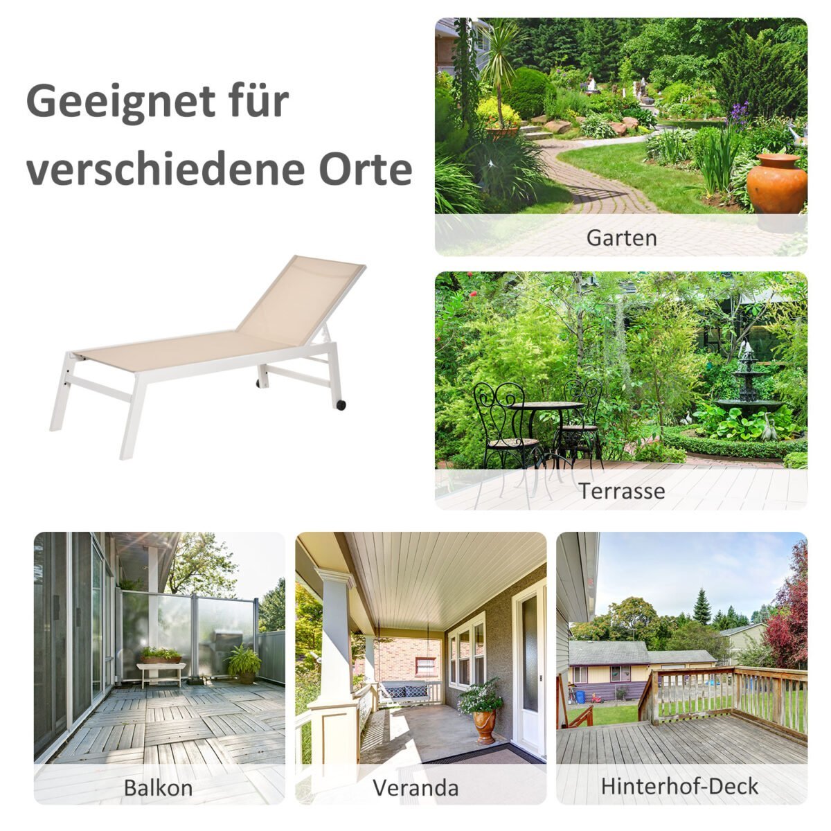 Aliuminio sodo gultas su 5 pakopų reguliuojamu atlošu – Paveikslėlis 7