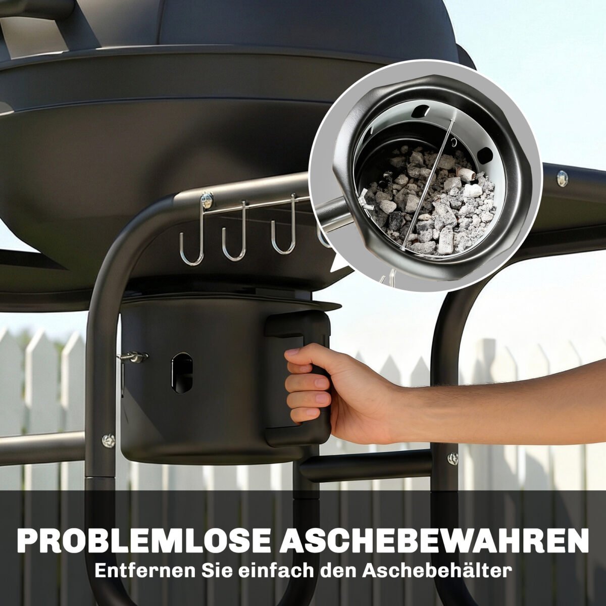 Anglinė kepsninė-rūkykla su šoniniais staliukais ir termometru – Paveikslėlis 7