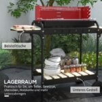Anglių kepsninė su reguliuojamo aukščio grotelėmis ir ratukais